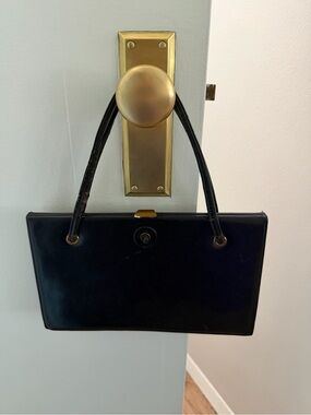 Vintage Bienen-Davis Black Leather Evening Handbag